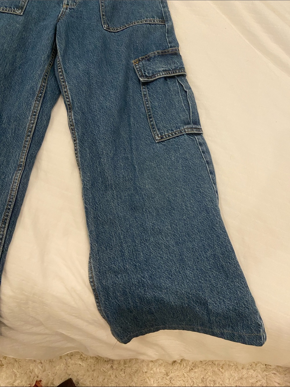Cotton On Blue Denim Cargo Jeans - Picture 2 of 4